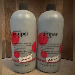 2x LOT Philosophy Enchanted Juniper Berries 32 oz Shampoo Shower Gel Bubble Bath